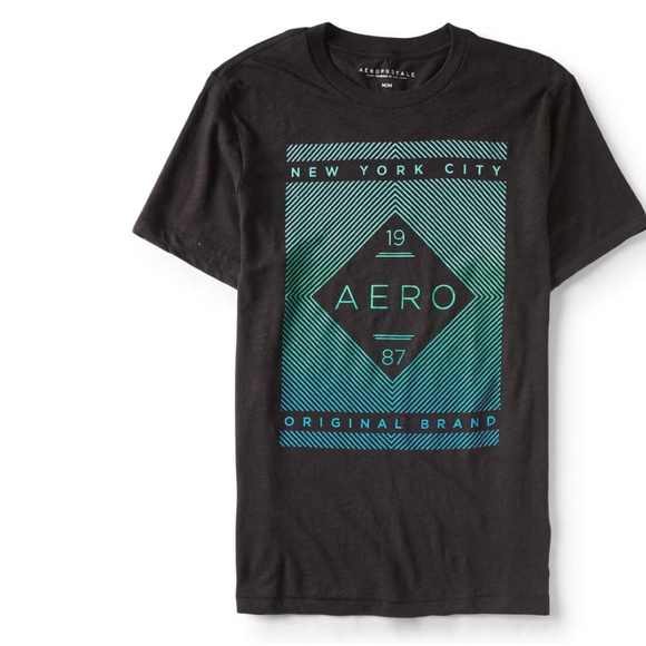 Aéropostale 19 Aero 87 Linear Logo Graphic Tee Charcoal Gray  Size XS - Picture 1 of 8